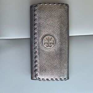 Tory Burch Metallic Leather Continental Wallet - Gunmetal